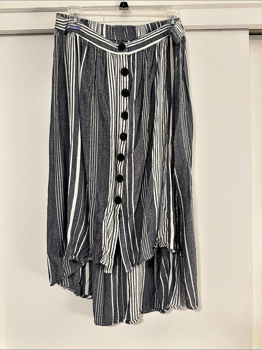 a.n.a Women's Striped Hi-Lo Skirt Blue & White XL